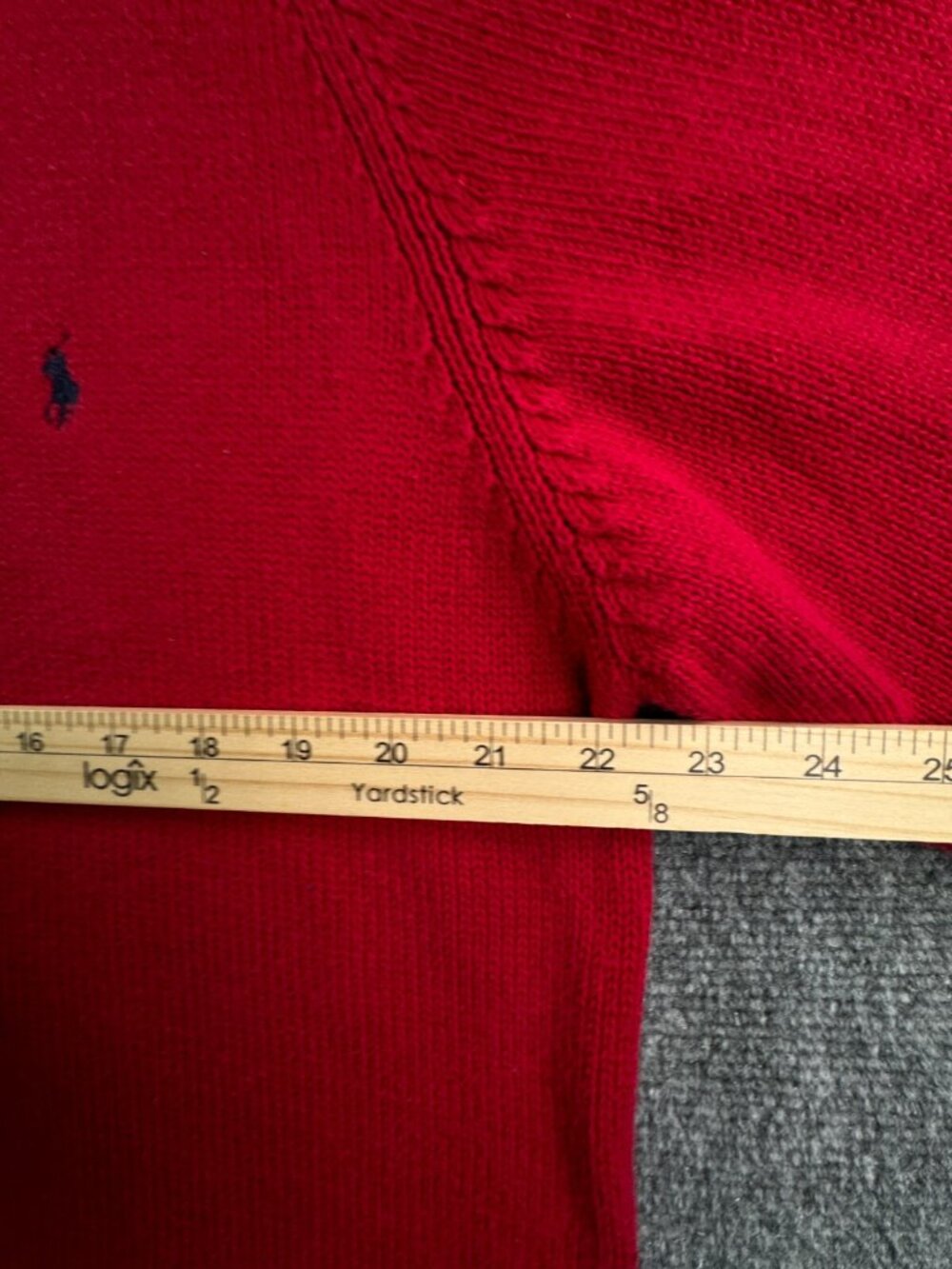 VTG Polo Ralph Lauren Red Knit Sweater Cotton Large Pullover Crew Neck Adult - Picture 5 of 10